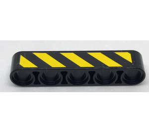 LEGO Black Beam 5 with Danger Stripes - Left Sticker (32316)