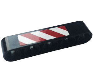 LEGO Zwart Balk 5 met Rood en Wit Strepen Links Sticker (32316)