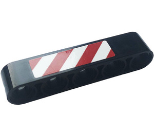 LEGO Zwart Balk 5 met Rood en Wit Strepen Rechtsaf  Sticker (32316)