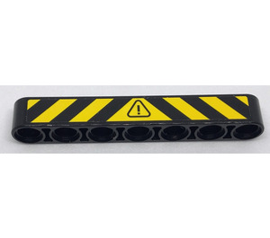 LEGO Zwart Balk 7 met Danger Sign en Strepen Sticker (32524)