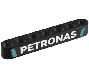 LEGO Black Beam 7 with ‘PETRONAS’ (on Front) and ‘INEOS’ (on Back) Sticker (32524)