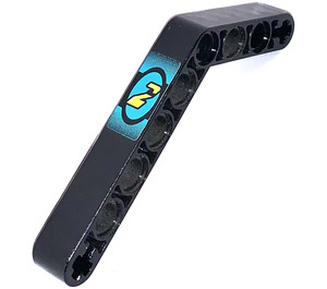 LEGO Black Beam Bent 53 Degrees, 4 and 6 Holes with "2" on Dark Turquoise Background Sticker (6629)