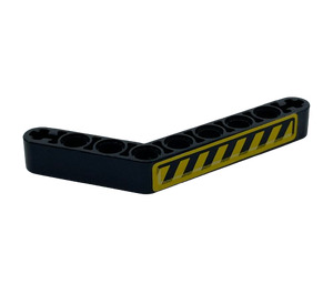 LEGO Black Beam Bent 53 Degrees, 4 and 6 Holes with Black and Yellow Danger Stripes Left Side Sticker (6629)