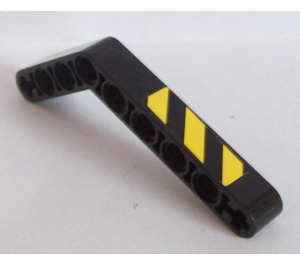 LEGO Black Beam Bent 53 Degrees, 4 and 6 Holes with Black and Yellow Stripes (Left) Sticker (6629)