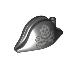 LEGO Svart Bicorne Pirat Hatt med MetalBeard Hodeskalle og Crossbones med Spanners (2528 / 44187)