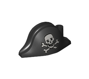 LEGO Schwarz Bicorne Pirate Hut mit Skull und Crossbones (2528 / 23021)
