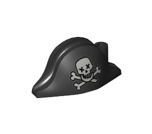 LEGO Black Bicorne Pirate Hat with Skull and Crossbones (2528 / 23021)