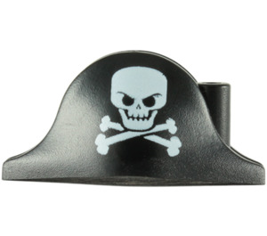 LEGO Schwarz Bicorne Pirate Hut mit Skull mit geschlossen Mouth (2528 / 84639)