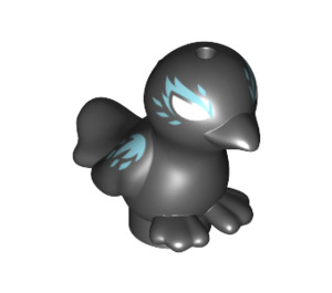 LEGO Noir Oiseau avec Feet Seperate avec Bleu Flamme et blanc Yeux (33873)