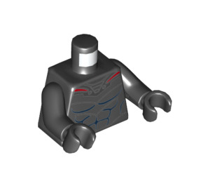 LEGO Sort Sort Manta med Sølv Hjelm Minifig Torso (973 / 76382)