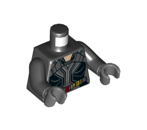 LEGO Black Black Widow with Mid-Length Hair and Gold Belt Minifig Torso (973 / 76382)