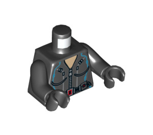 LEGO Zwart Zwart Widow met Kort haar met Printed Poten en Donker azuurblauw Trim Minifiguur Torso (973 / 76382)