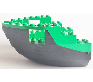 LEGO Zwart Boot Boog 12 x 12 x 5.3 Hull met Groen Top (6051)