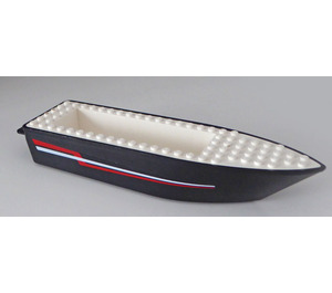 LEGO Black Boat Hull 24 x 6 x 3 with Red and White Line on Both Sides Sticker