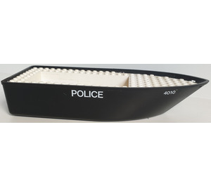 LEGO Black Boat Hull 25 x 10 x 4 1/3 with '4010' and 'Police' Sticker (2372)