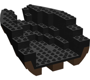 LEGO Black Boat Stern 12 x 14 x 5 & 1/3 Hull Inside Assembly - Dark Gray Top (6053)