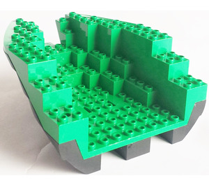 LEGO Noir Boat Stern 12 x 14 x 5.3 Hull avec Green Haut (6053)