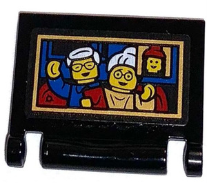 LEGO Black Book Cover with Picture of Grandparents with Child Sticker (24093)