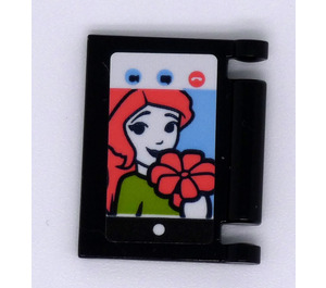 LEGO Black Book Cover with Selfie of a Woman with Flower Sticker (24093)
