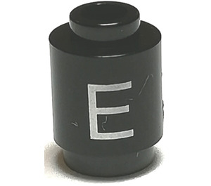 LEGO Noir Brique 1 x 1 Rond avec Letter 'E' avec goujon ouvert (3062)
