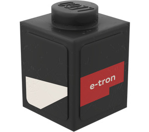 LEGO Black Brick 1 x 1 with E-tron and white decoration Sticker (3005)