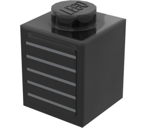 LEGO Schwarz Stein 1 x 1 mit Gitter Aufkleber (3005)