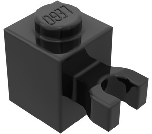 LEGO Black Brick 1 x 1 with Vertical Clip ('U' Clip, Solid Stud) (30241 / 60475)