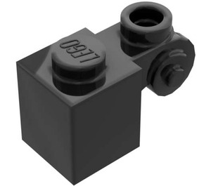 LEGO Svart Kloss 1 x 1 x 2 med Scroll och Öppen knopp (20310)