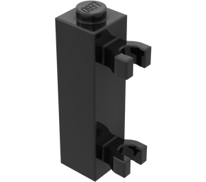 LEGO Negro Ladrillo 1 x 1 x 3 con Vertical Clips (Espiga sólida) (60583)