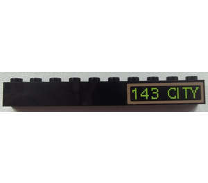 LEGO Black Brick 1 x 10 with '143 CITY' Sticker (6111)