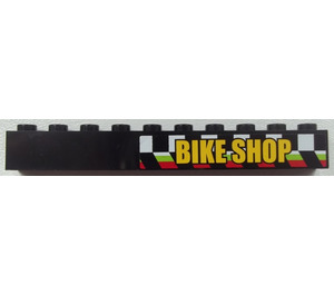 LEGO Black Brick 1 x 10 with 'BIKE SHOP' Sticker (6111)