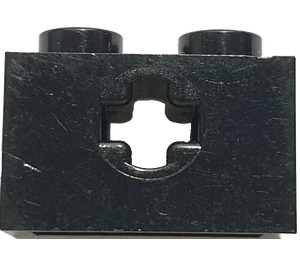 LEGO Black Brick 1 x 2 with Axle Hole ('+' Opening and Bottom Stud Holder) (32064)