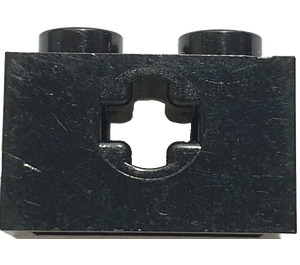 LEGO Schwarz Backstein 1 x 2 mit Achse Loch („+“ Öffnung und unterer Bolzenhalter) (32064)