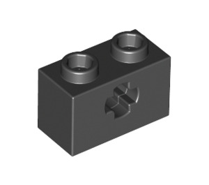 LEGO Schwarz Backstein 1 x 2 mit Achse Loch ('X' Öffnung) (32064)
