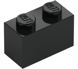 LEGO Black Brick 1 x 2 with Bottom Tube (3004 / 93792)