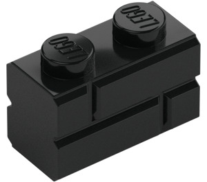 LEGO Black Brick 1 x 2 with Embossed Bricks (98283)