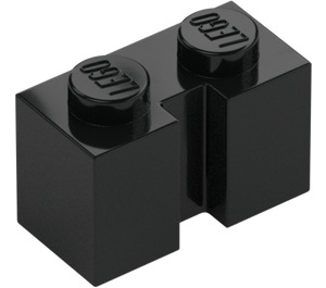 LEGO Svart Kloss 1 x 2 med Rille (4216)