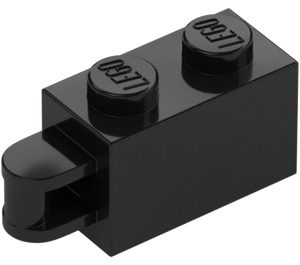 LEGO Black Brick 1 x 2 with Hinge Shaft (Flush Shaft) (34816)