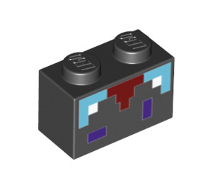 LEGO Noir Brique 1 x 2 avec Minecraft Enchanting Table Décoration avec tube inférieur (3004 / 29915)