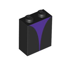 LEGO Black Brick 1 x 2 x 2 with Purple Curve with Inside Stud Holder (3245 / 102490)