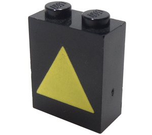 LEGO Black Brick 1 x 2 x 2 with Yellow Triangle with Inside Axle Holder (3245)