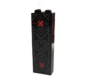 LEGO Black Brick 1 x 2 x 5 with SW Sith Ornament Sticker with Stud Holder (2454)