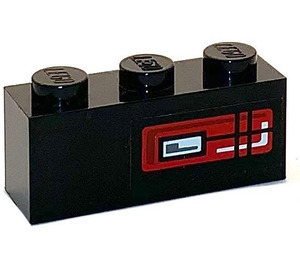 LEGO Noir Brique 1 x 3 avec Backlight Droite Autocollant (3622)