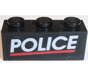 LEGO Noir Brique 1 x 3 avec "Police" et rouge Stripe Autocollant (3622)