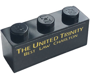 LEGO Black Brick 1 x 3 with 'THE UNITED TRINITY BEST LAW CHARLTON' Sticker (3622)