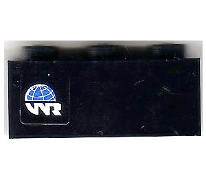 LEGO Noir Brique 1 x 3 avec 'WR', 'World Racers' logo (La gauche) Autocollant (3622)