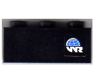 LEGO Black Brick 1 x 3 with 'WR', 'World Racers' Logo (right) Sticker (3622)