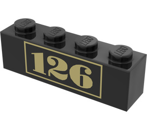 LEGO Svart Kloss 1 x 4 med "126" (3010)