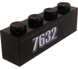 LEGO Noir Brique 1 x 4 avec 7632 Autocollant (3010)