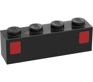 LEGO Černá Kostka 1 x 4 s Basic Auto Taillights (3010)